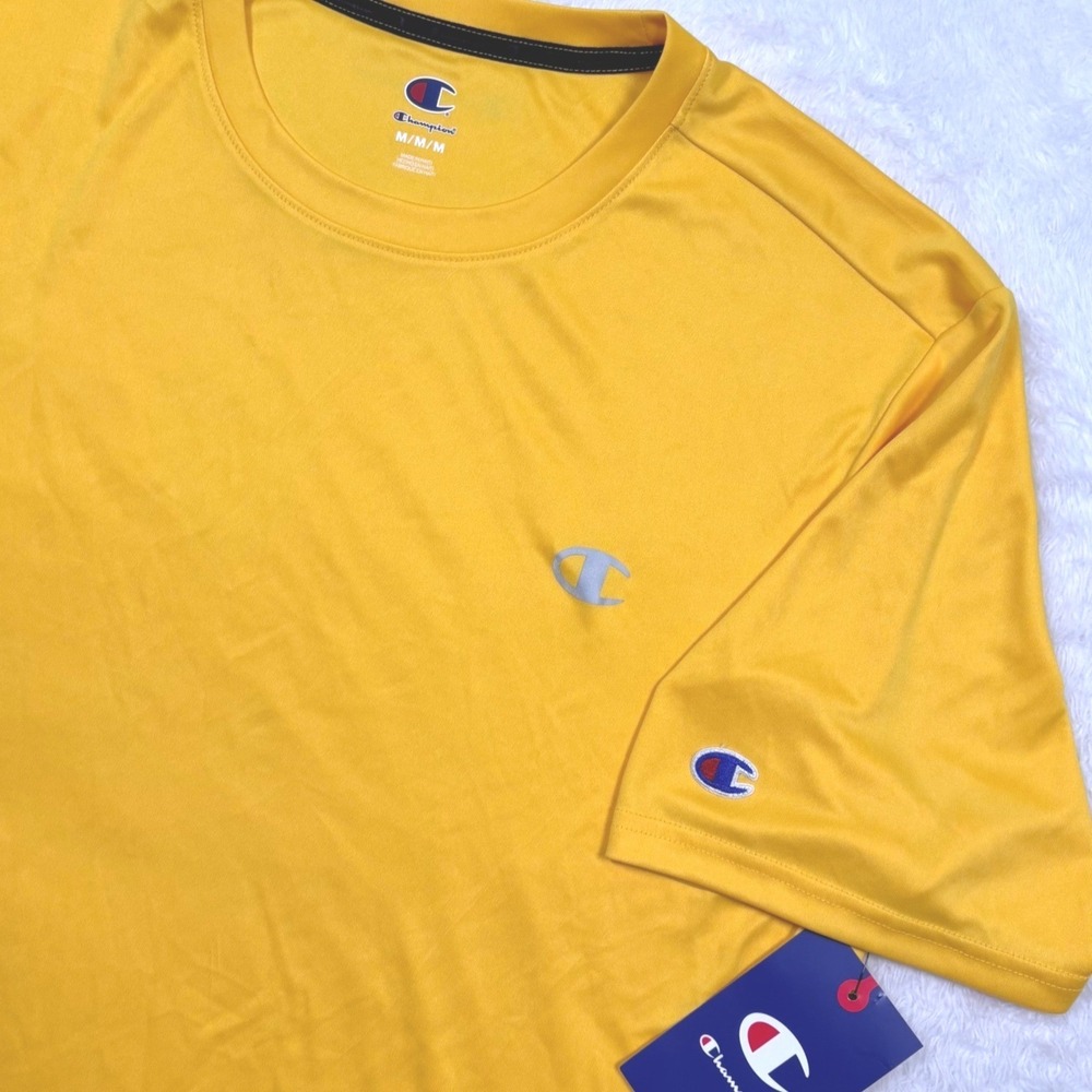 Champion T-Shirt Mens M Freesia Yellow Short Sleeve Performance CPM253TS43 NEW